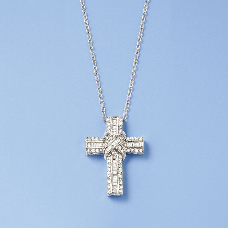 .50 ct. t.w. Diamond Cross Pendant Necklace in Sterling Silver image number 2