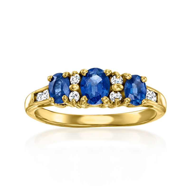 C. 1980 Vintage .75 ct. t.w. Sapphire Ring with Diamonds in 18kt Yellow Gold. Size 5.5 image number 0
