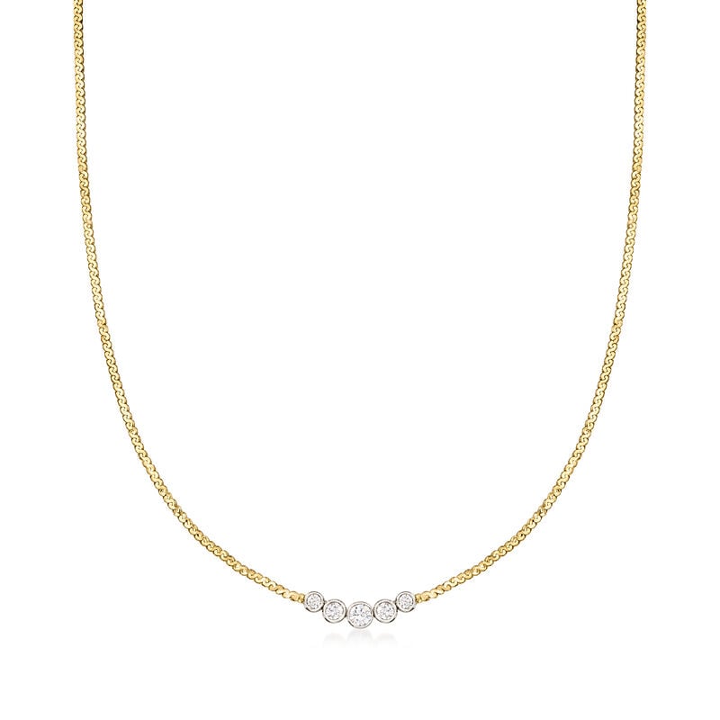 C. 1980 Vintage .40 ct. t.w. Diamond Necklace in 14kt Yellow Gold. 15" image number 0