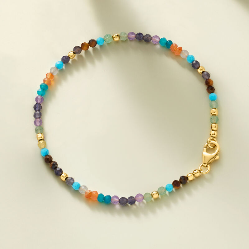 Multi-Gemstone Bead Bracelet in 18kt Gold Over Sterling image number 2