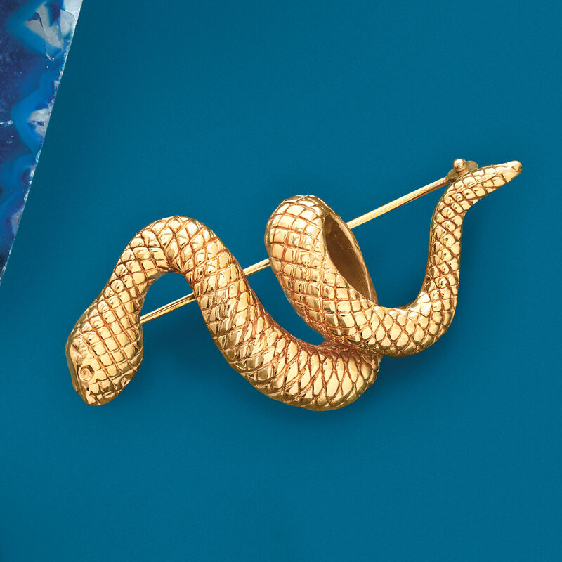 Italian 18kt Yellow Gold Snake Pin image number 2