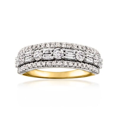 1.00 ct. t.w. Baguette and Round Diamond Ring in 14kt Yellow Gold