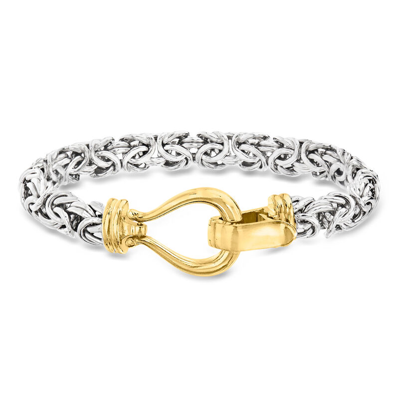 Two-Tone Sterling Silver Byzantine Bracelet image number 0