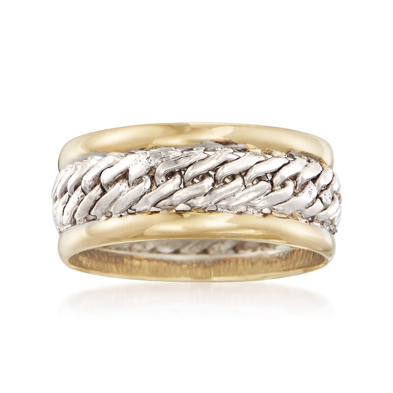 14kt Yellow Gold and Sterling Silver Curb-Link Ring image number 0