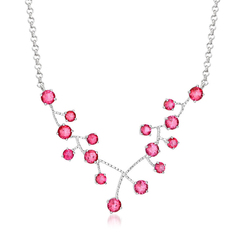 7.50 ct. t.w. Pink Topaz Vine Necklace in Sterling Silver. 18&quot; image number 0