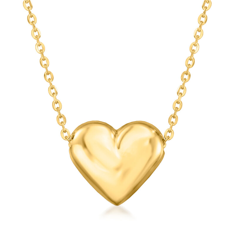 14kt Yellow Gold Heart Necklace. 18&quot; image number 1