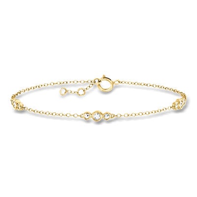 .20 ct. t.w. Bezel-Set Lab-Grown Diamond Graduated Trio Station Bracelet in 14kt Yellow Gold
