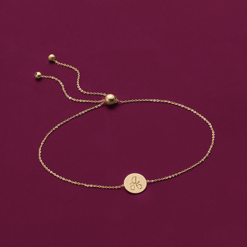 14kt Yellow Gold Personalized Disc Bolo Bracelet image number 3