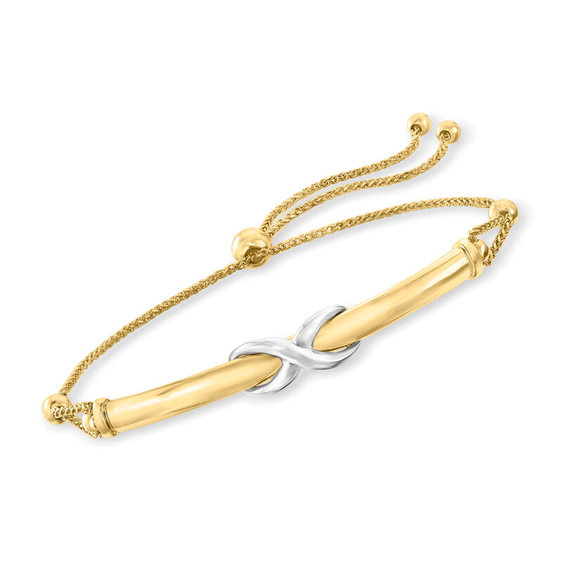 14kt Two-Tone Gold Infinity Symbol Bar Bolo Bracelet  image number 0