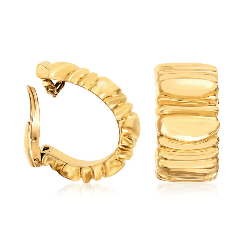 C. 1992 Vintage Cartier 18kt Yellow Gold Ridged Clip-On Earrings image number 2