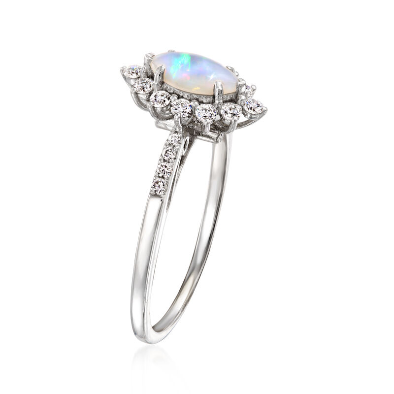 C. 2000 Vintage Opal Ring with .40 ct. t.w. Diamonds in 14kt White Gold. Size 8 image number 2