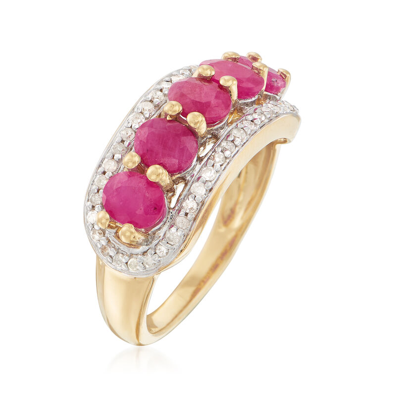 2.50 ct. t.w. Ruby and .25 ct. t.w. Diamond Ring in 14kt Gold Over Sterling image number 2