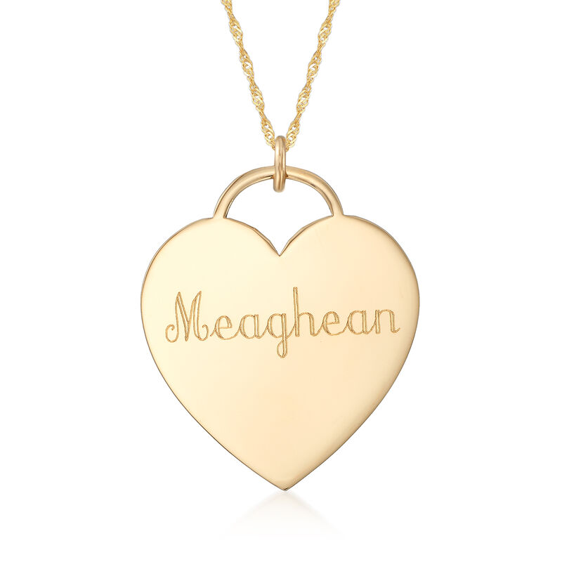 14kt Yellow Gold Personalized Name Heart Pendant Necklace image number 0