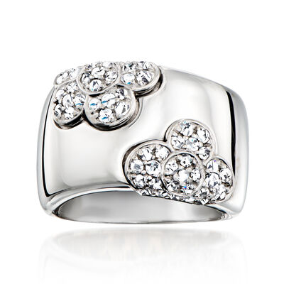 C. 1980 Vintage 1.25 ct. t.w. Diamond Flowers Ring in 18kt White Gold