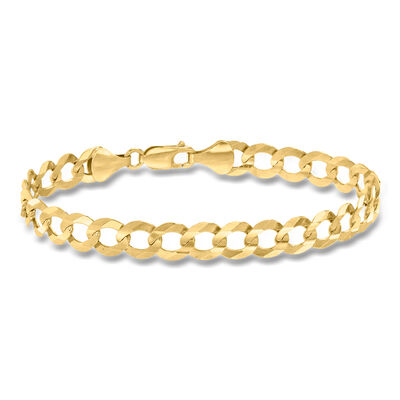 Men's 8.2mm 14kt Yellow Gold Faceted Curb-Link Bracelet