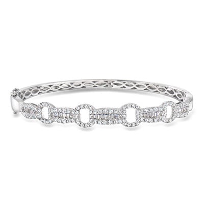 C. 1990 Vintage 2.55 ct. t.w. Diamond Bangle Bracelet in 14kt White Gold