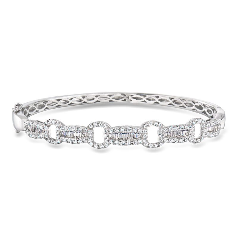 C. 1990 Vintage 2.55 ct. t.w. Diamond Bangle Bracelet in 14kt White Gold. 7" image number 0