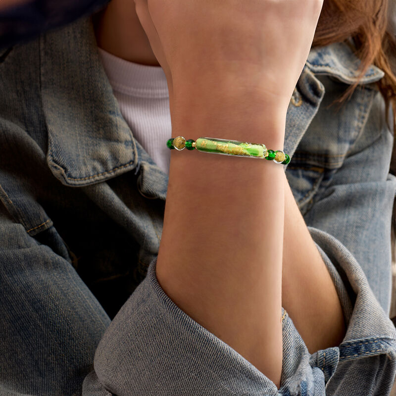 Italian Multicolored Murano Glass Bead Bracelet in 18kt Gold Over Sterling. 7" image number 1