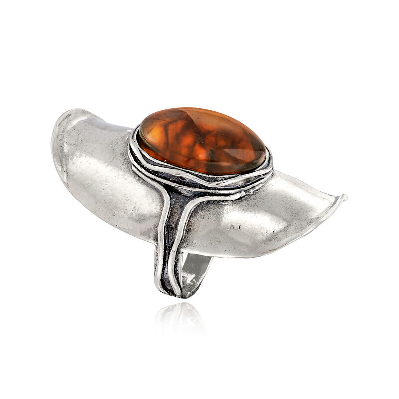 18x13mm Amber Ring in Sterling Silver image number 2