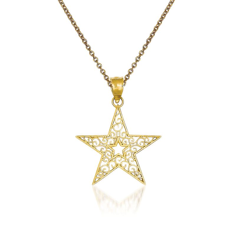 14kt Yellow Gold Star Pendant Necklace image number 0