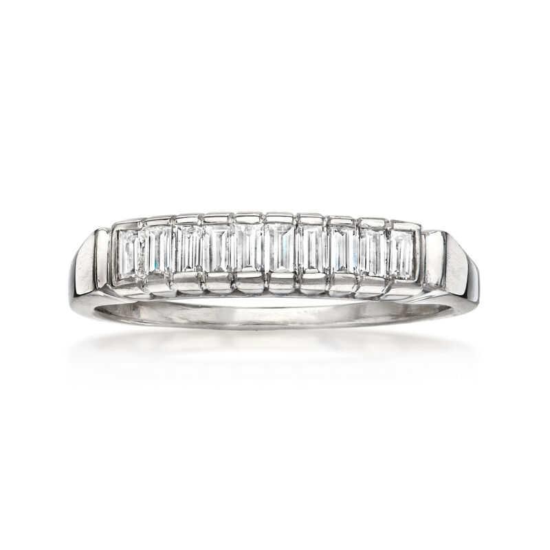 C. 1990 Vintage .50 ct. t.w. Baguette Diamond Ring in Platinum. Size 7.5 image number 0