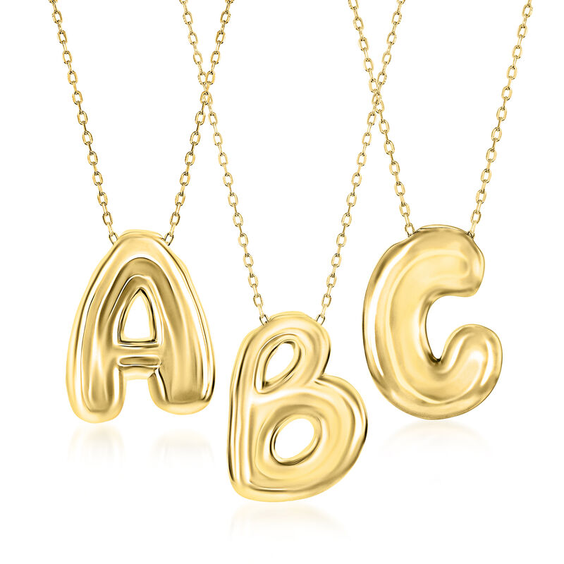 18kt Gold Over Sterling Bubble Initial Necklace image number 0
