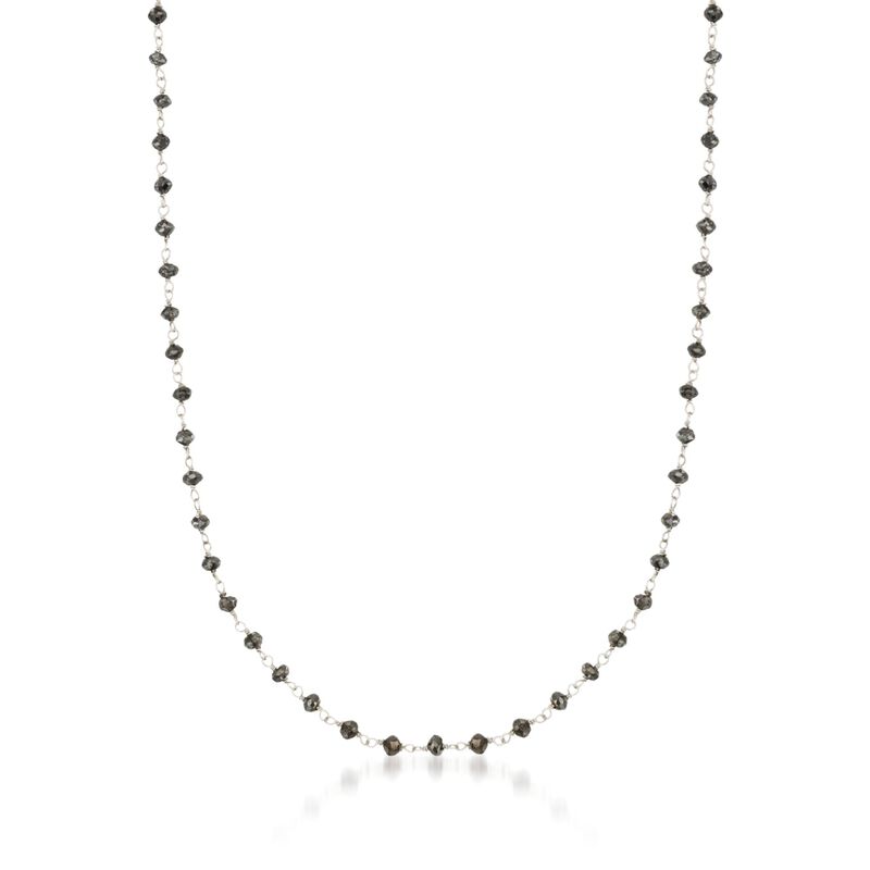 5.00 ct. t.w. Black Diamond Beaded Necklace in 14kt White Gold image number 0