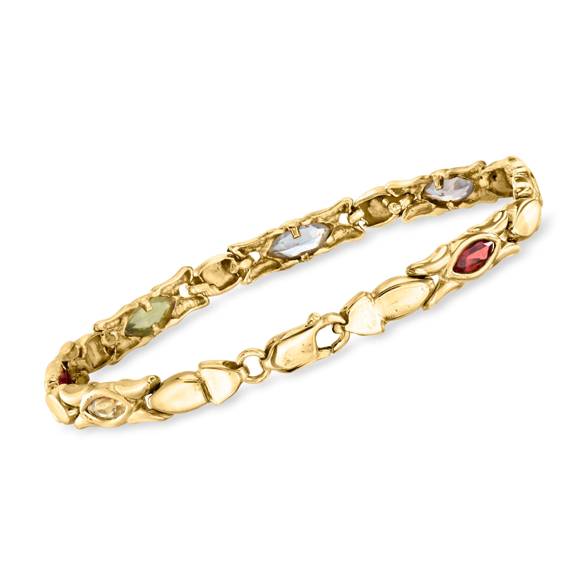 C. 1980 Vintage 4.40 ct. t.w. Multi-Gemstone Link Bracelet in 14kt
