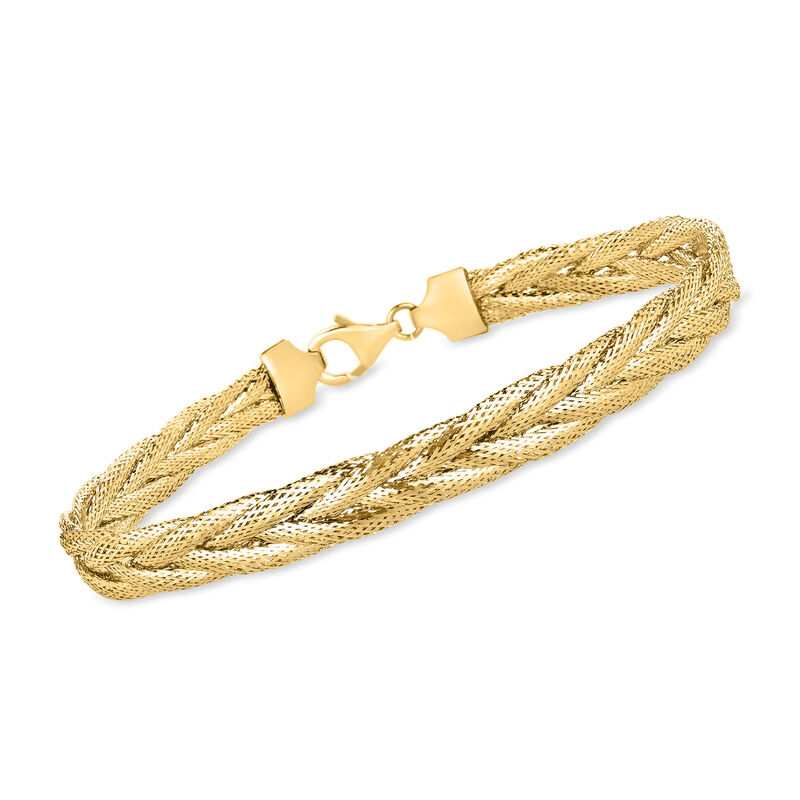 Italian 14kt Yellow Gold Braided Mesh Bracelet. 7.25&quot; image number 0