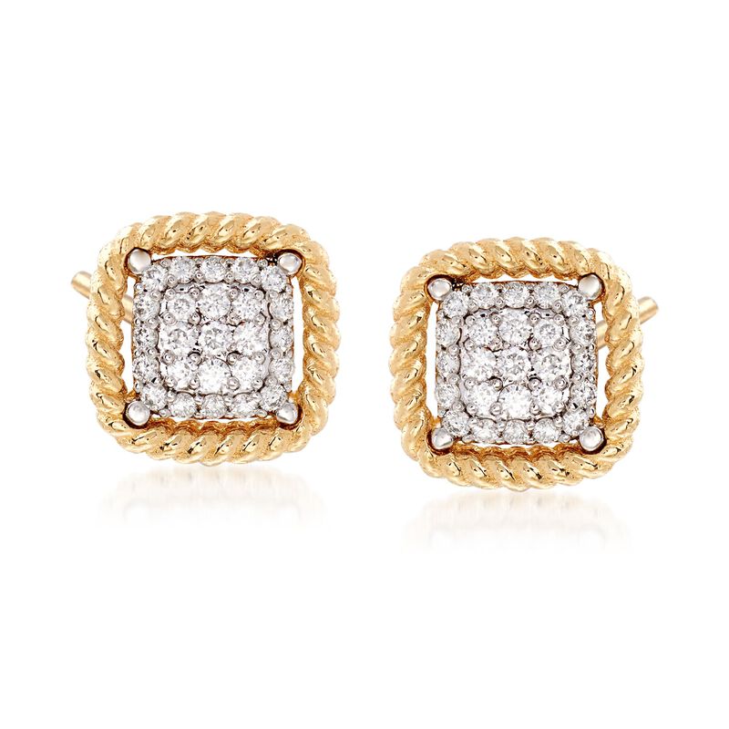 Roberto Coin &quot;Barocco&quot; .30 ct. t.w. Diamond Square Earrings in 18kt Yellow Gold image number 0