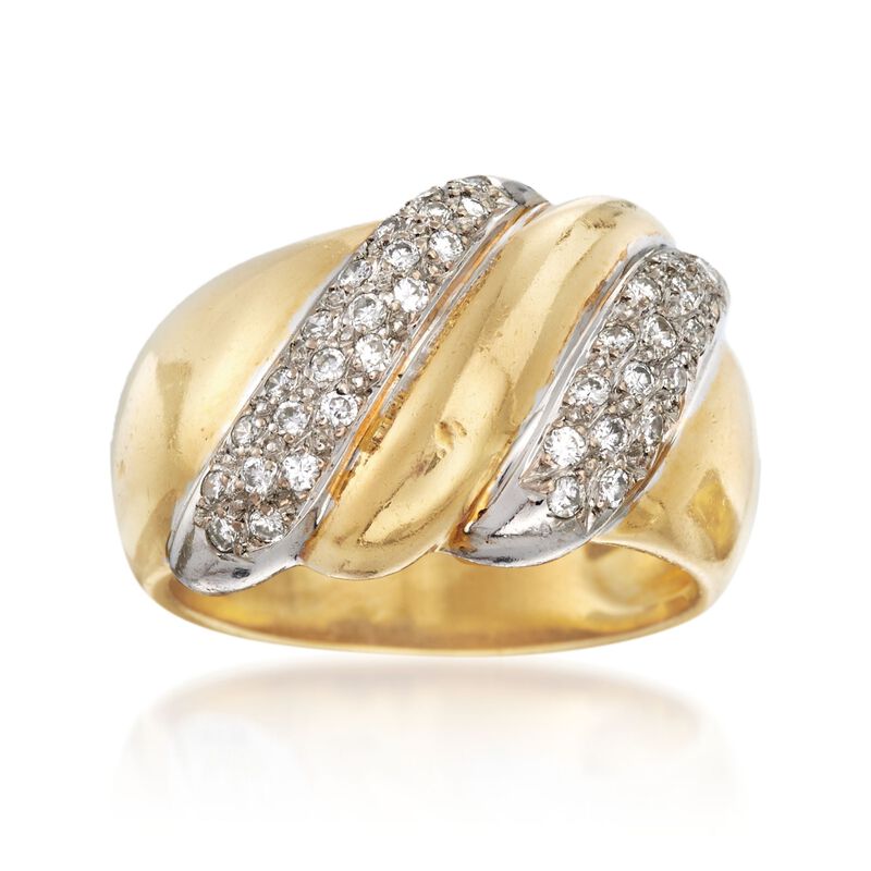 C. 1980 Vintage .50 ct. t.w. Diamond Dome Ring in 18kt Yellow Gold image number 0