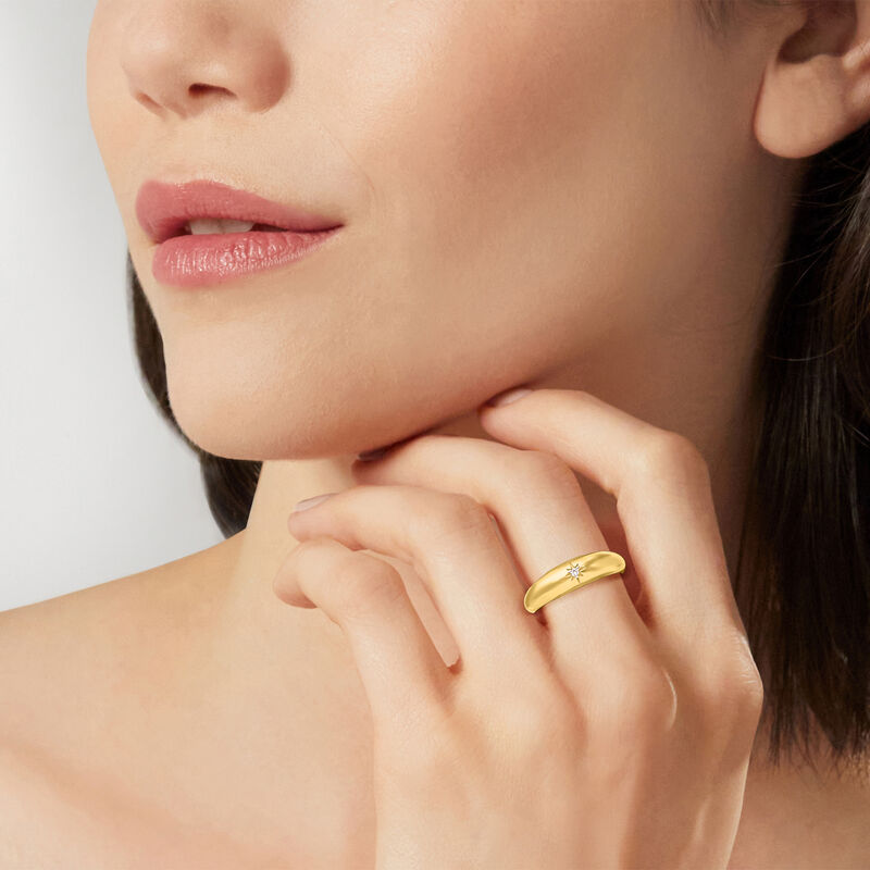Diamond-Accented Star Dome Ring in 14kt Yellow Gold image number 1