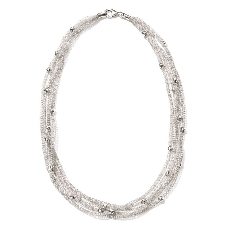 Italian Sterling Silver Multi-Strand Mesh Necklace image number 3