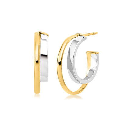 Italian 14kt Two-Tone Gold Double-Hoop Earrings
