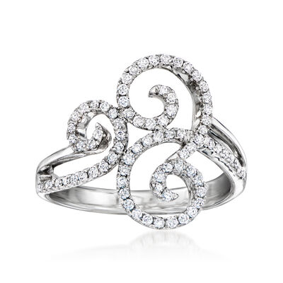 C. 1990 Vintage .80 ct. t.w. Diamond Swirl Ring in 14kt White Gold