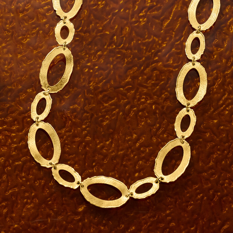 Italian 18kt Gold Over Sterling Oval-Link Necklace. 18&quot; image number 2
