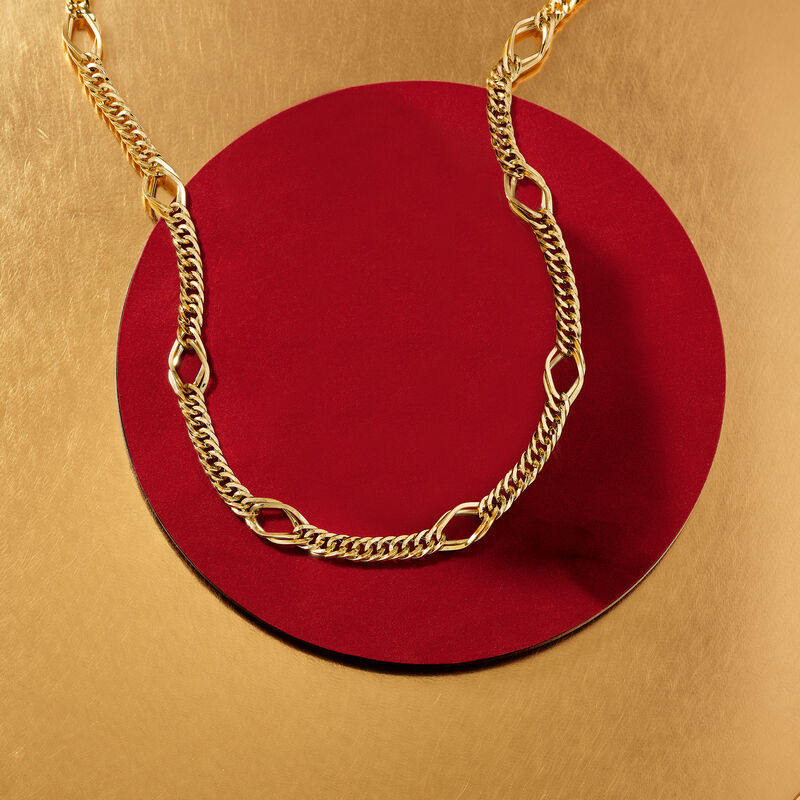 14kt Yellow Gold Geometric Oval-Link Necklace image number 2