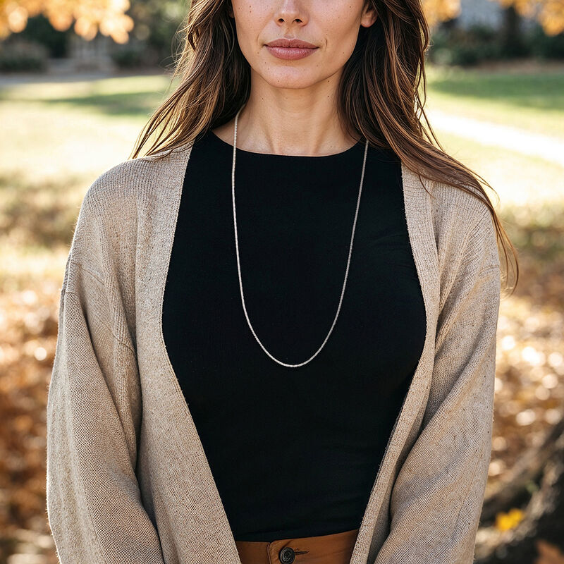 Italian 2mm Sterling Silver Crisscross-Chain Necklace. 30" image number 0