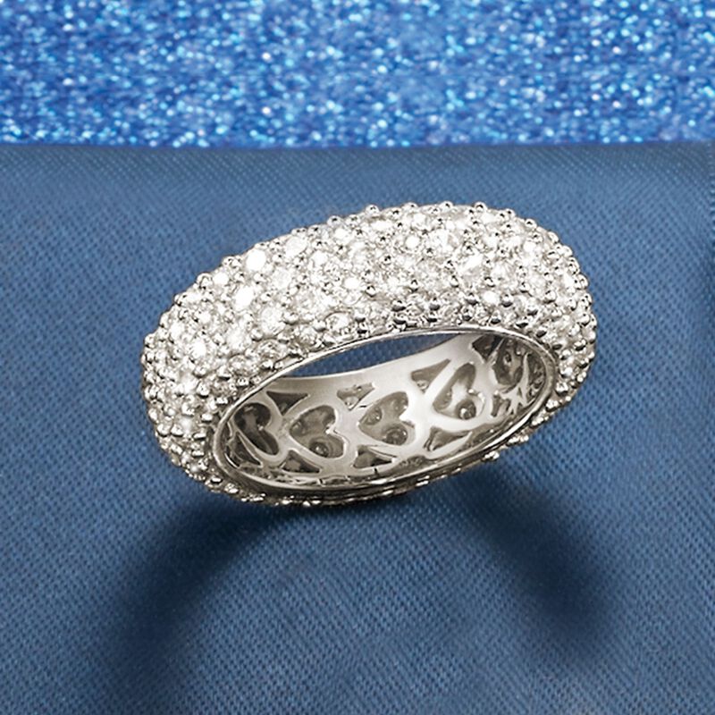 3.76 ct. t.w. Pave Diamond Eternity Band in 14kt White Gold image number 3