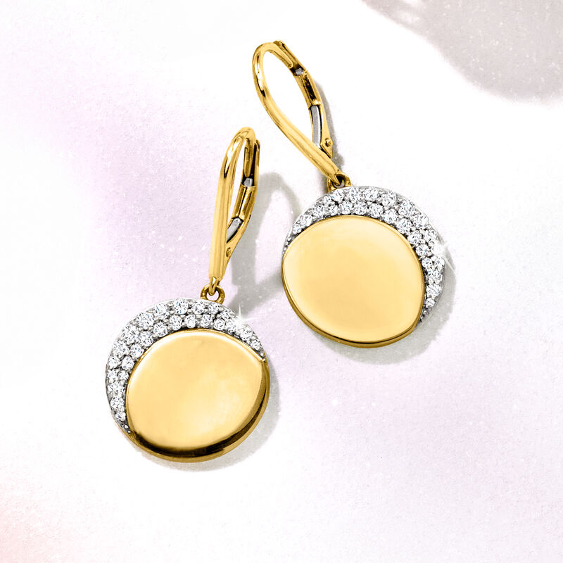 .50 ct. t.w. Diamond Crescent Moon Drop Earrings in 18kt Yellow Gold image number 2