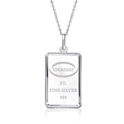 Italian Sterling Silver Five-Gram Ingot Pendant Necklace