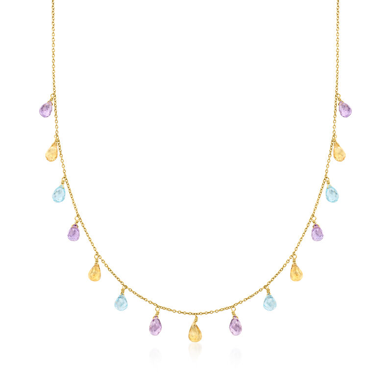 15.00 ct. t.w. Multi-Gemstone Teardrop Necklace in 18kt Gold Over Sterling image number 0