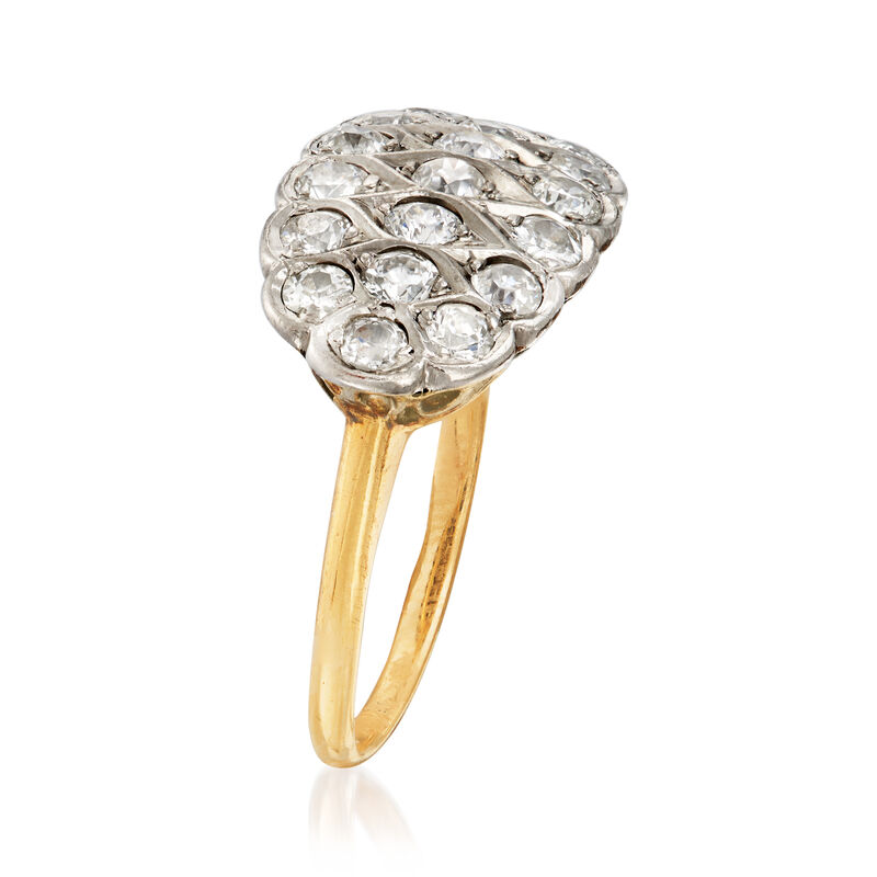 C. 1940 Vintage 1.10 ct. t.w. Diamond Cluster Ring in 14kt Two-Tone Gold image number 2