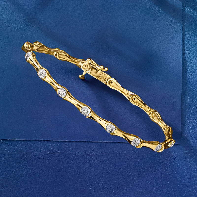 .10 ct. t.w. Diamond Station Bracelet in 18kt Gold Over Sterling. 8" image number 3