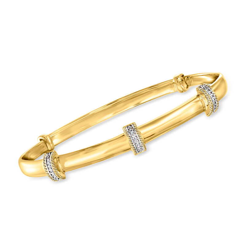 Diamond Station Bangle Bracelet in 14kt Gold Over Sterling image number 0