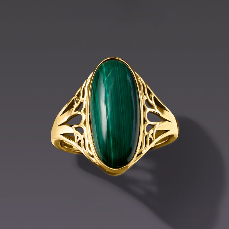Malachite Ring in 18kt Gold Over Sterling image number 3
