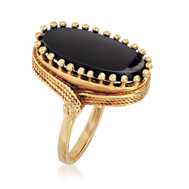 C. 1970 Vintage Black Onyx Ring in 10kt Yellow Gold image number 2