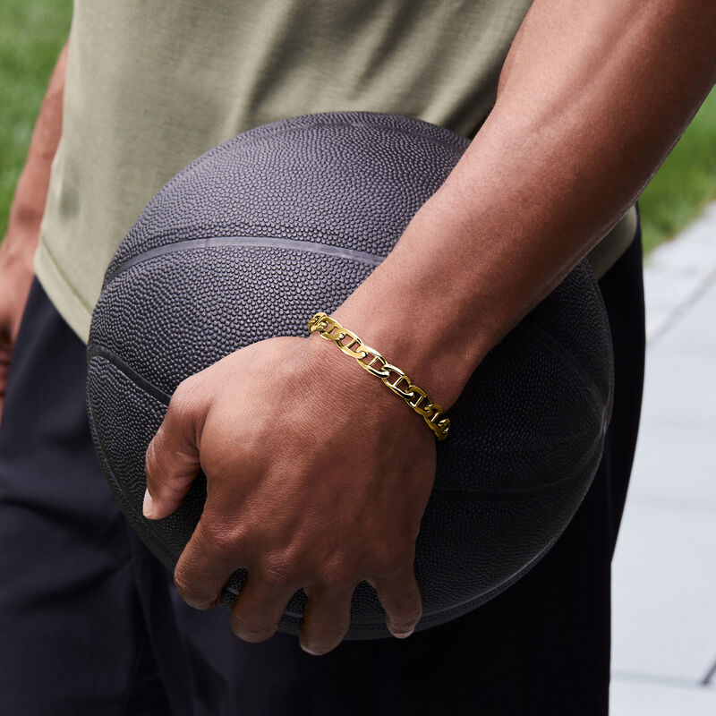 Men's 10kt Yellow Gold Anchor-Link Bracelet image number 1