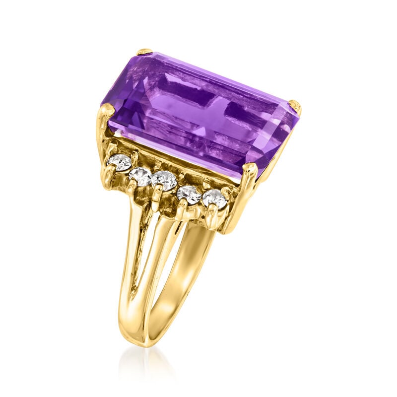 C. 1980 Vintage 6.50 Carat Amethyst and .40 ct. t.w. Diamond Ring in 14kt Yellow Gold. Size 5 image number 2
