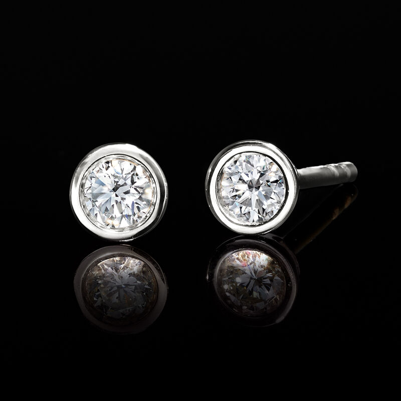 .10 ct. t.w. Bezel-Set Lab-Grown Diamond Stud Earrings in Sterling Silver image number 2